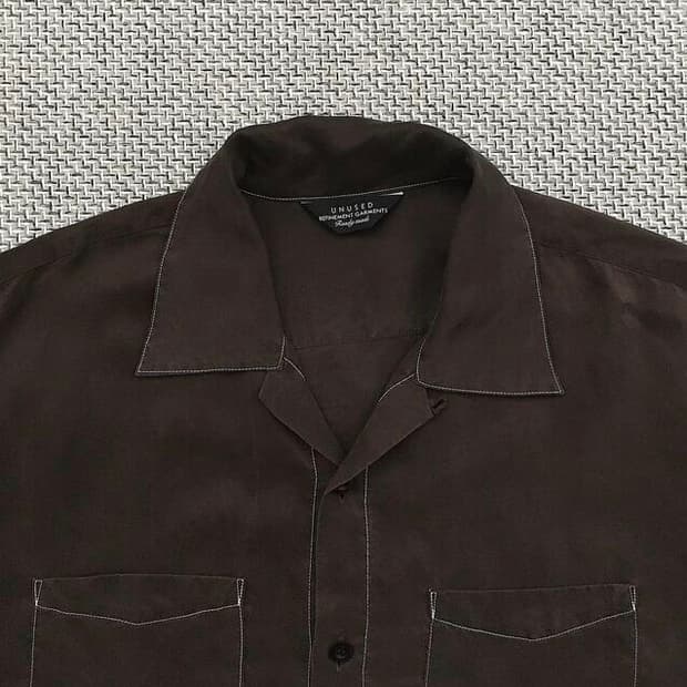 Silk 100% white stitch open-collar shirt