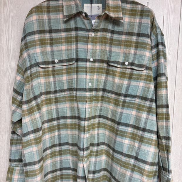 XL) R13 보이프렌드 셔츠 터콰이즈체크