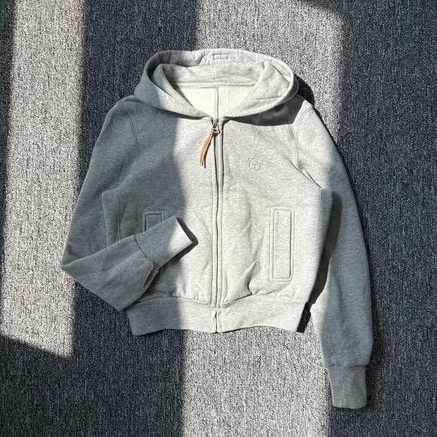 그레이 크롭 후드집업 