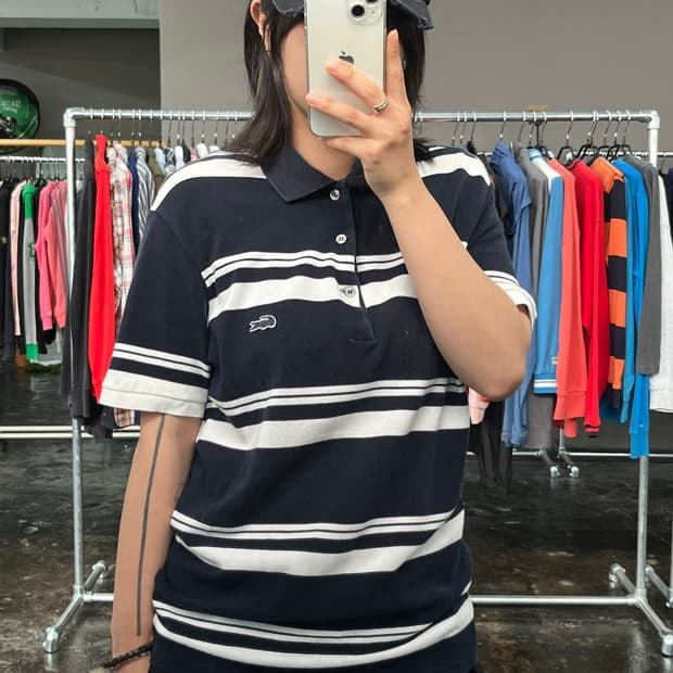 JPN LACOSTE 스트라이프 PK 티셔츠