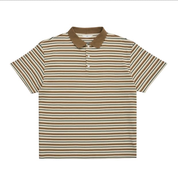 STU 스트라이프 카라 티셔츠 크림 베이지 (L사이즈)