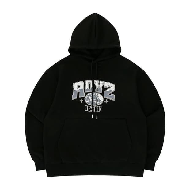 RDVZ R.D 자수 로고 후드 - 블랙 XL