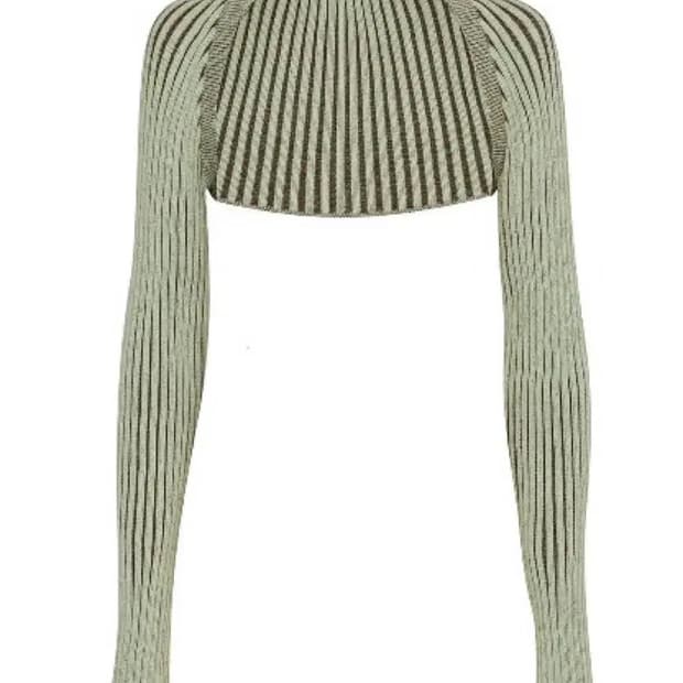 open yy ribbed 스트라이프 볼레로 올리브 그린