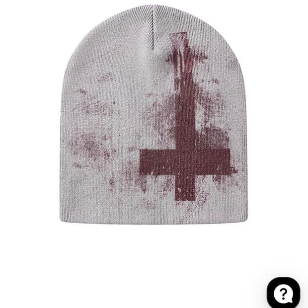 B.Access red cross print knit beanie 비니