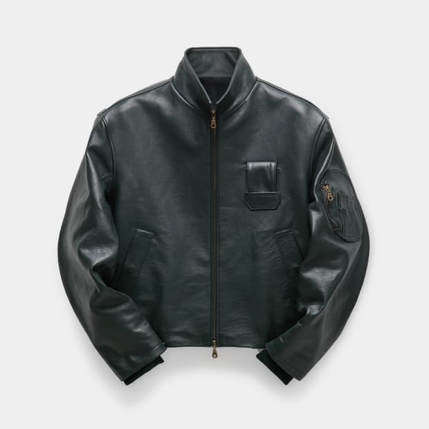 쿠어 파일럿 레더 자켓 그린