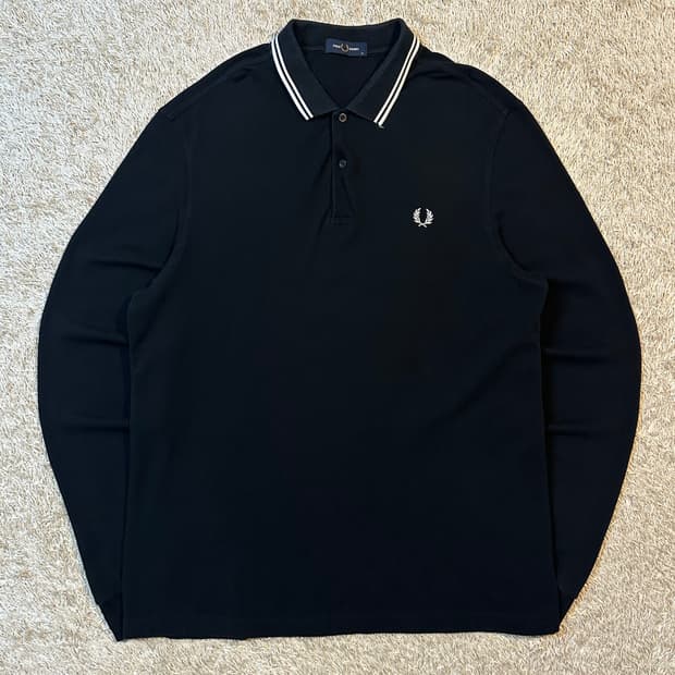 프레드페리 FREDPERRY 트윈 팁 PK 롱슬리브 긴팔 블랙