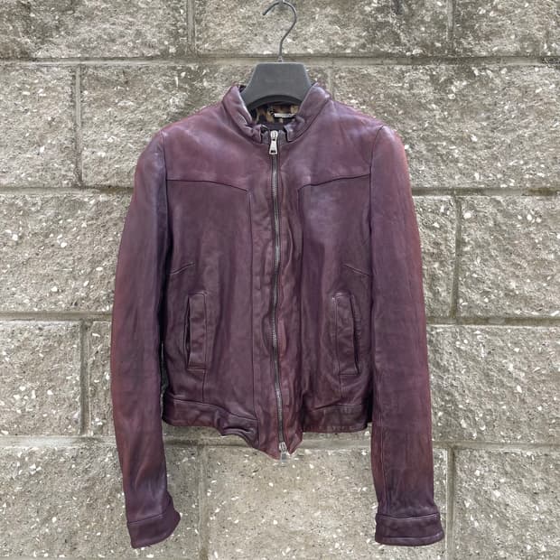 [38] Dolce & Gabbana Purple 크롭핏 레더 자켓