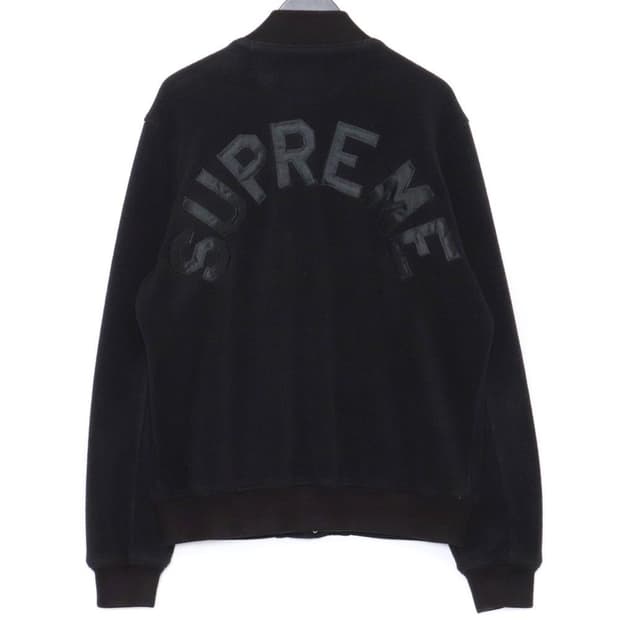 [정품] 슈프림 아치 로고  레더 바시티 자켓 블랙 M