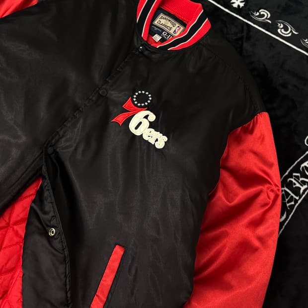 NBA 필라델피아 세븐티식서스 새틴 바시티 자켓 XL 
