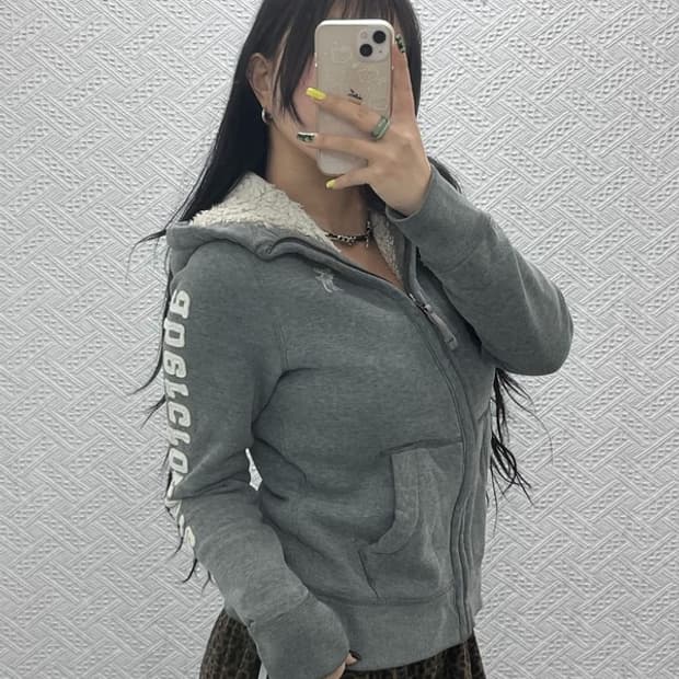 아베크롬비 Y2K 슬림핏 폭닥 양털 후드 집업 XL C07584