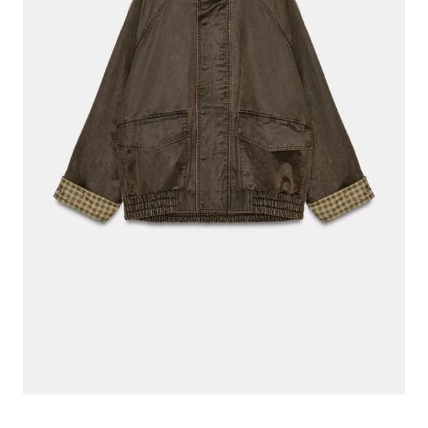 자라 워싱 체크 왁스 자켓