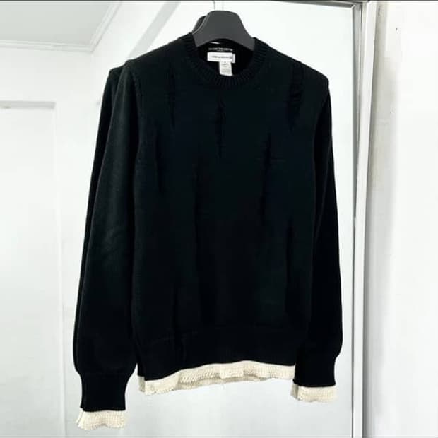 [구매] 꼼데가르송 셔츠 그린 그런지 데미지니트