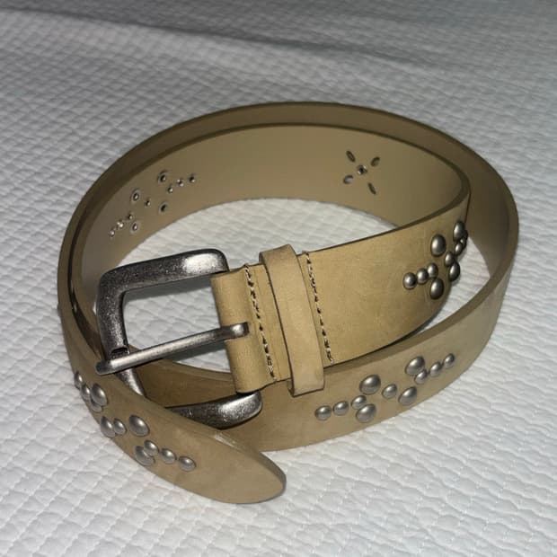 아수라 레더 스터드 벨트 LEATHER STUD BELT (BEIGE)