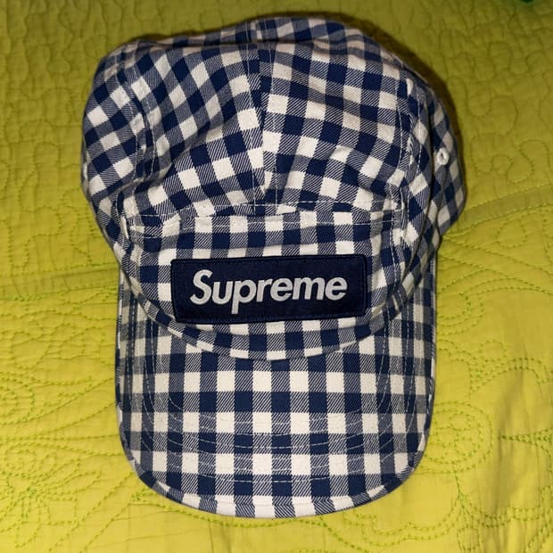 슈프림 깅엄체크 모자