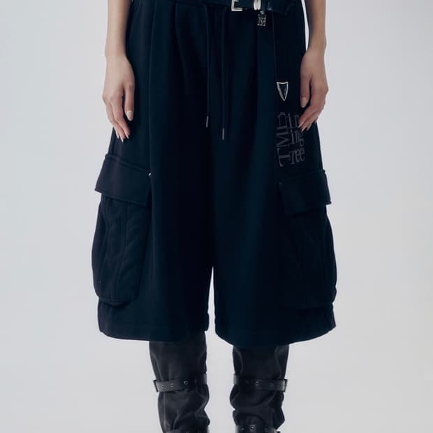 트리밍버드 Sweat Cargo Shorts [ Black ]