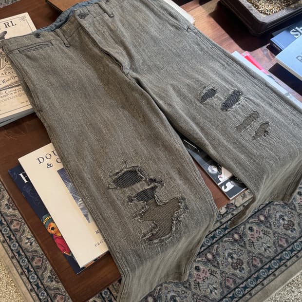 RRL 디스트레스 해링본 트윌 필드 팬츠