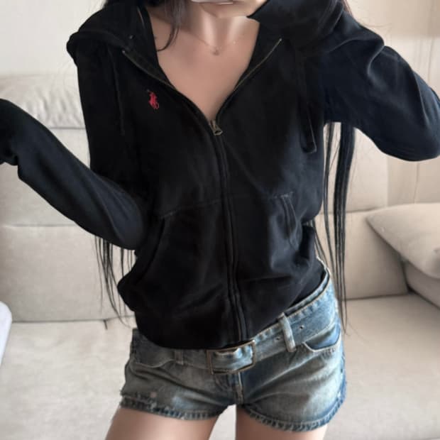 폴로 랄프로렌 블랙 후드집업