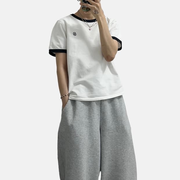 아틀리에 나인 반팔 링거 티셔츠