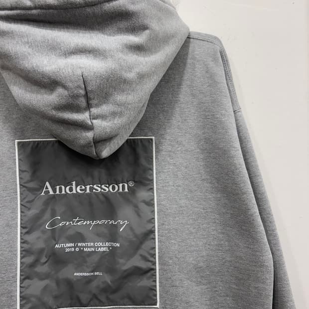 앤더슨벨 나일론 패치 헤비코튼 오버핏 기모 후드티