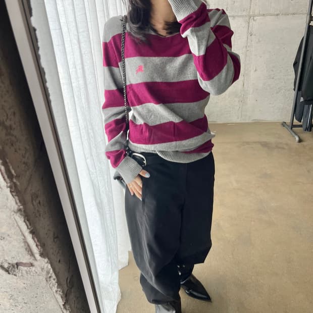 Burberry 버버리 핑크 로고 스트라이프 롱슬리브