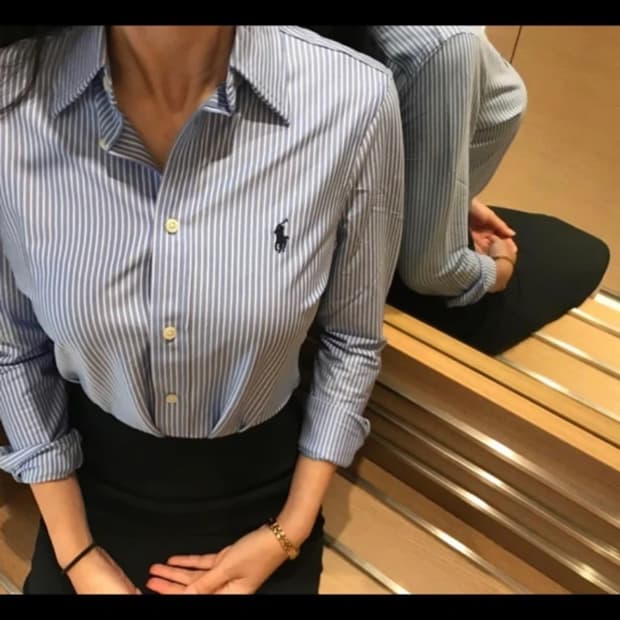 폴로랄프로렌 스트라이프 니트드레스셔츠 스카이블루 s