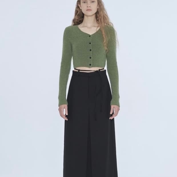 다이애그널 스트링 벨트 롱스커트 블랙