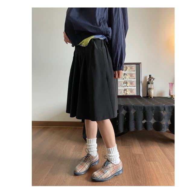 shirring midi skirt
