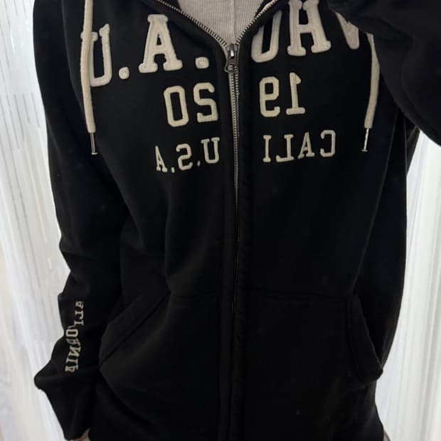 후아유 블랙 후드집업 XL