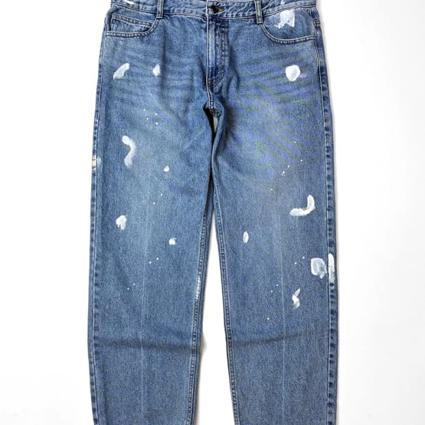 솔리드옴므 19ss 워싱 페인팅 테이퍼드 데님 팬츠 PN5349