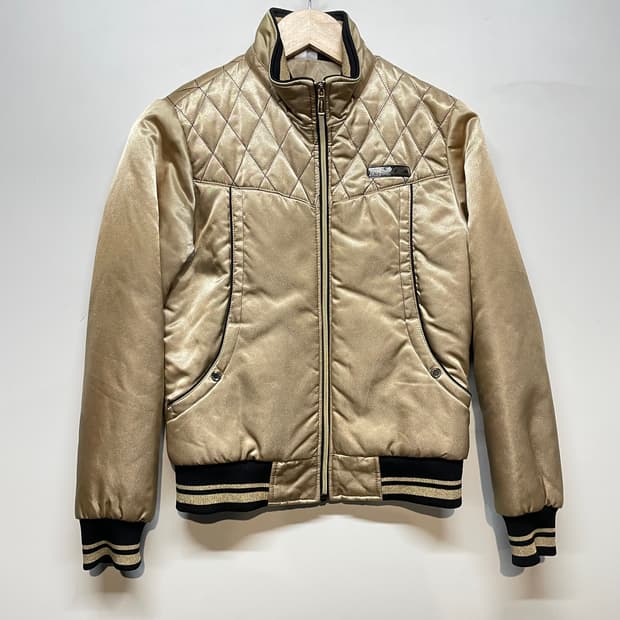 리복 y2k 골드 퀼팅 봄버 자켓