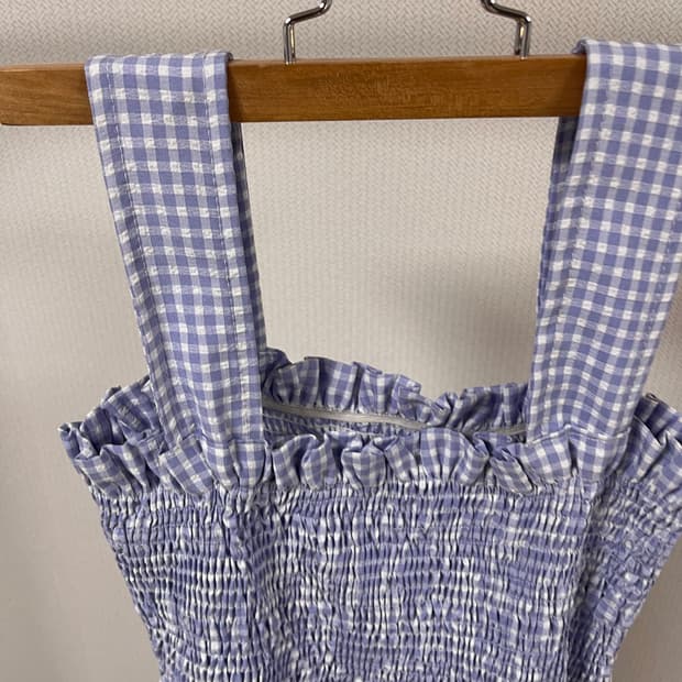 체크 슬리브리스 원피스