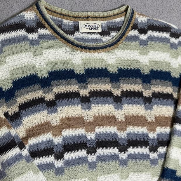 Missoni 미쏘니 나바호 에스닉 패턴 봄여름용 가벼운 니트 /캐피탈