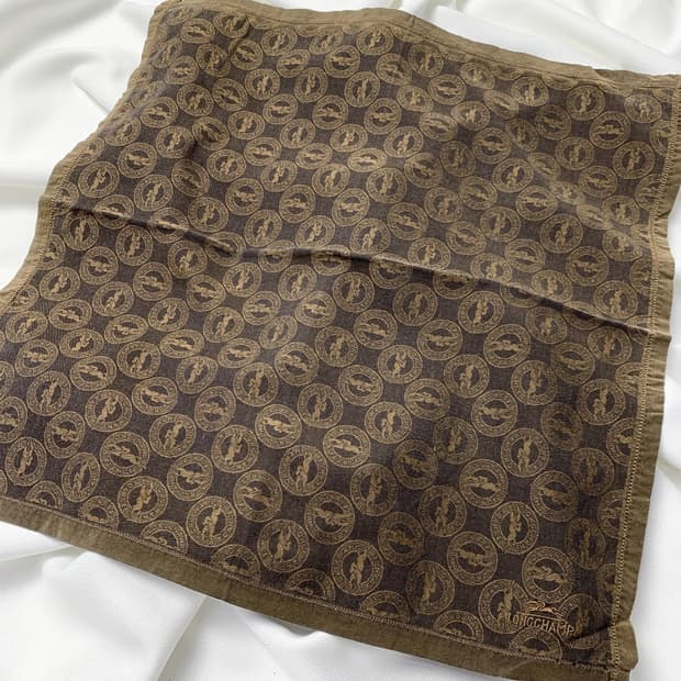 [정품] LONGCHAMP 롱샵 로고 빈티지 쁘띠스카프 손수건