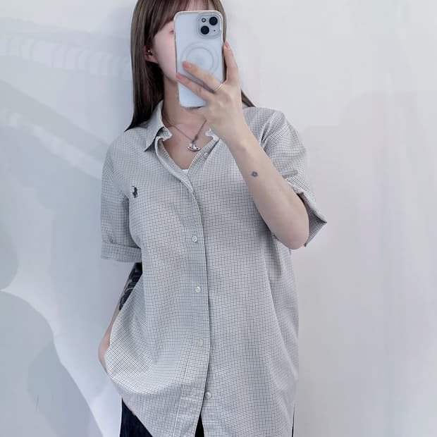 폴로랄프로렌 그레이포니 체크 반팔 셔츠