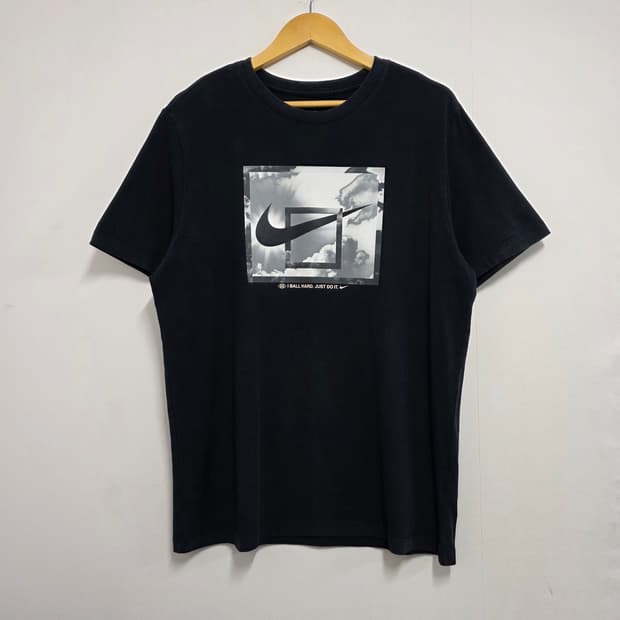 XXL 나이키 바스켓볼 프린팅 반팔티셔츠 블랙