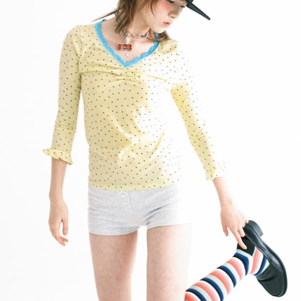 샵페어리 mini heart lace top (lemon)