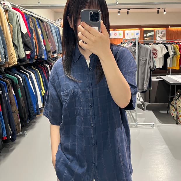 IZOD 반팔 체크 셔츠