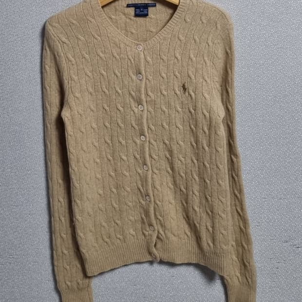 실측 XS (44) 폴로 진베이지 꽈배기 니트 가디건