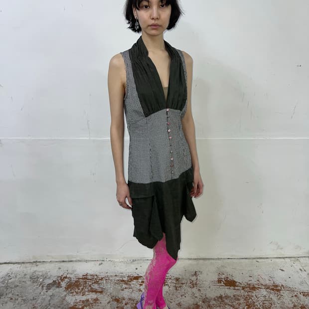 Vintage St-Martins 믹스드 패브릭 자수 드레스 (Copin