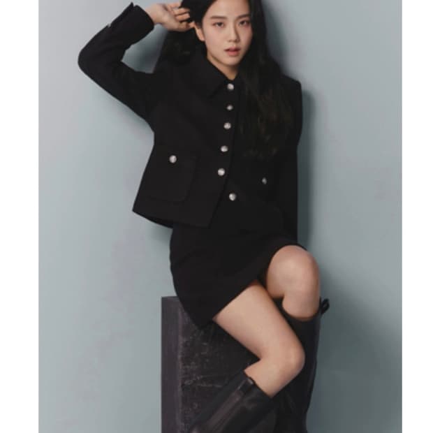 던스트 클래식 카라 트위드 자켓 블랙 S사이즈