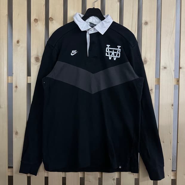 (M) 나이키 블랙 럭비티 카라티