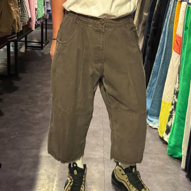 [IM] vtg 카펜터 컷팅 데님 숏팬츠 브라운