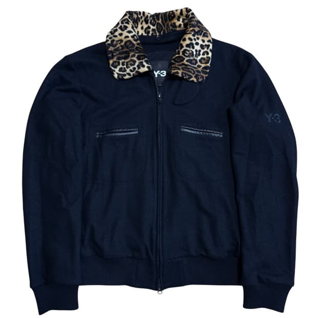 요지야마모토 레오파드 투웨이 바시티 자켓