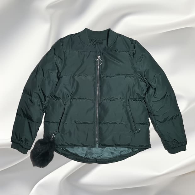 베네통 폭스 퍼 디테일 덕다운 패딩 점퍼 숏패딩