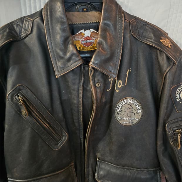 할리데이비슨 소가죽 패치 빈티지 항공점퍼