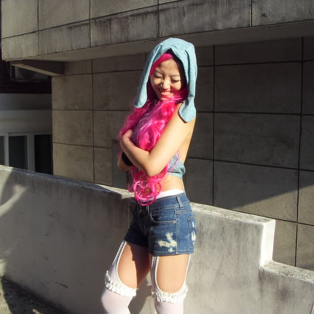 Bunny hoodie scarf (blue)