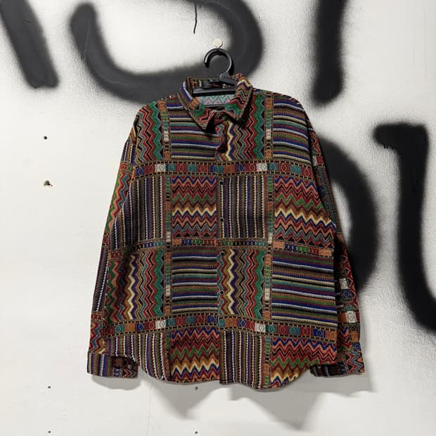 VTG 빈티지 에스닉 패치 워크 풀 패턴 긴팔 셔츠 자켓