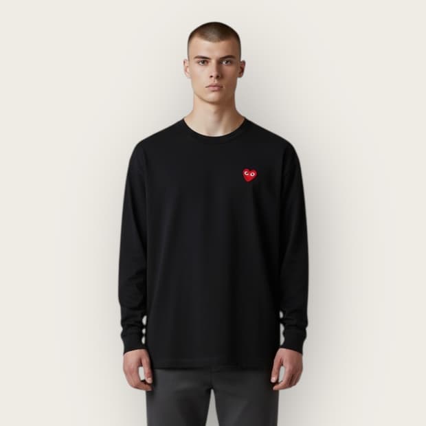 100/ 꼼데가르송 레드와펜 블랙 긴팔티