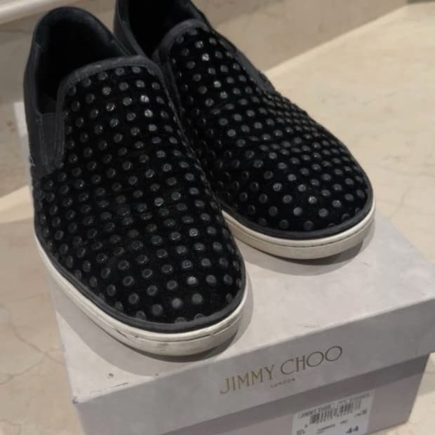 (280) 지미추 Jimmy Choo 벨벳 도트 슬립온
