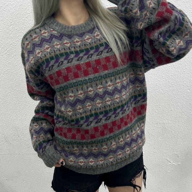 울리치 에스닉패턴 니트 L